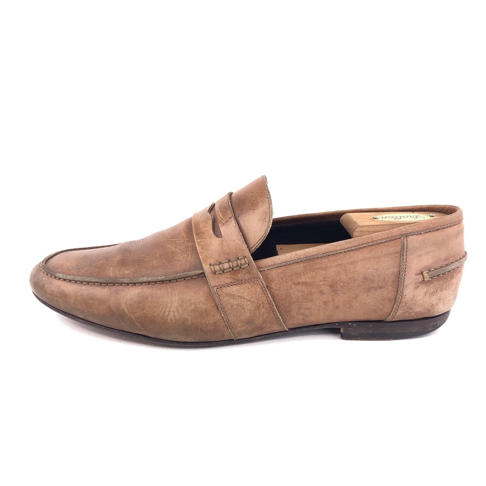 M.Gemi Brown Leather Penny Loafers EUR 42.5